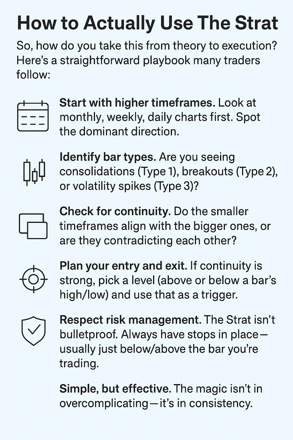Infographic: how to actually use the Strat, a 6-step playbook