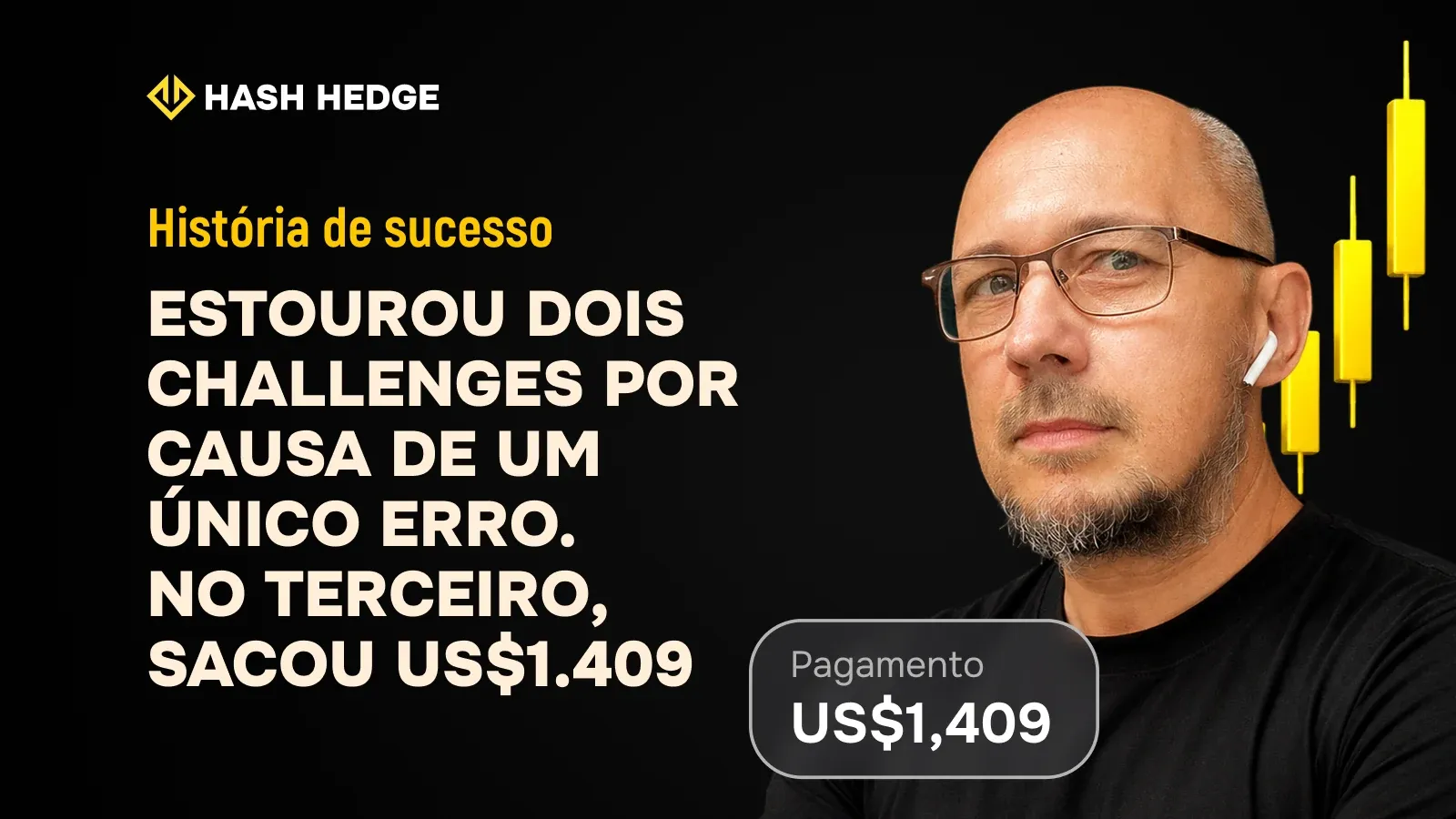 Vladimir — o trader da Hash Hedge que sacou US$1.409 depois de passar no terceiro Challenge