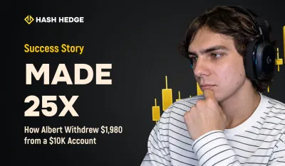 Albert — a Hash Hedge trader who passed a $79 Challenge and withdrew $1,980 from a Funded Account