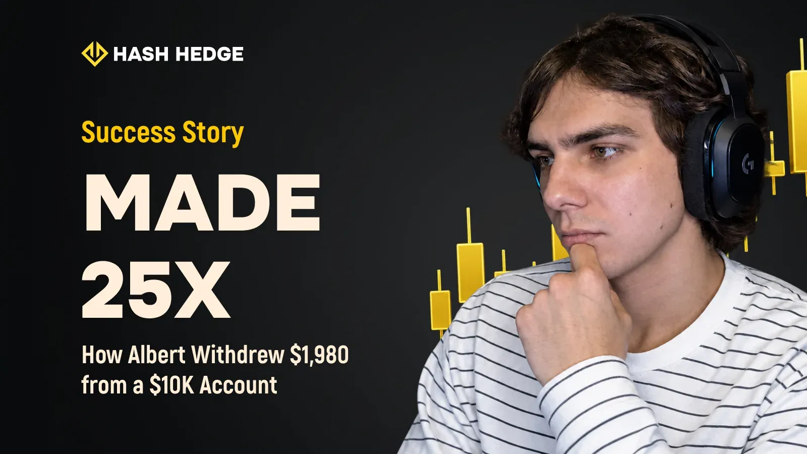 Albert — a Hash Hedge trader who passed a $79 Challenge and withdrew $1,980 from a Funded Account