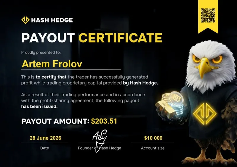 Payout certificate for Artem Frolov