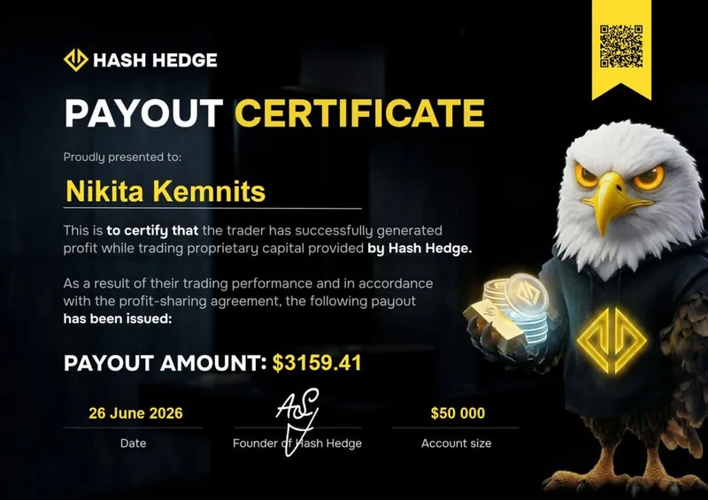 Payout certificate for Nikita Kemnits